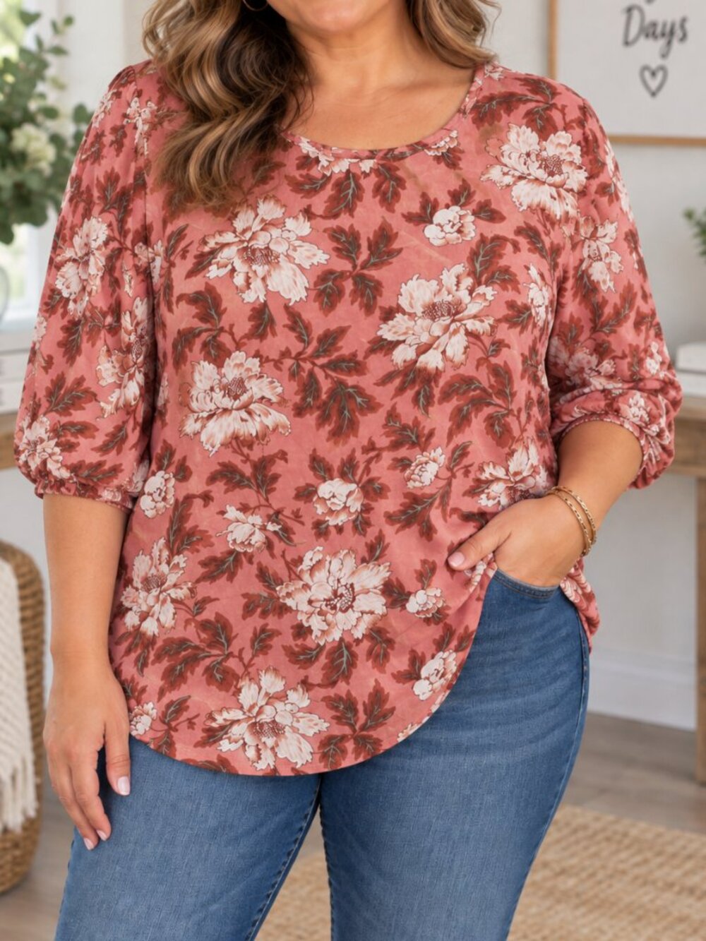 LOFT Plus Pink Floral Ruched Short-Sleeve Flowy Blouse Garden Party Romantic 20